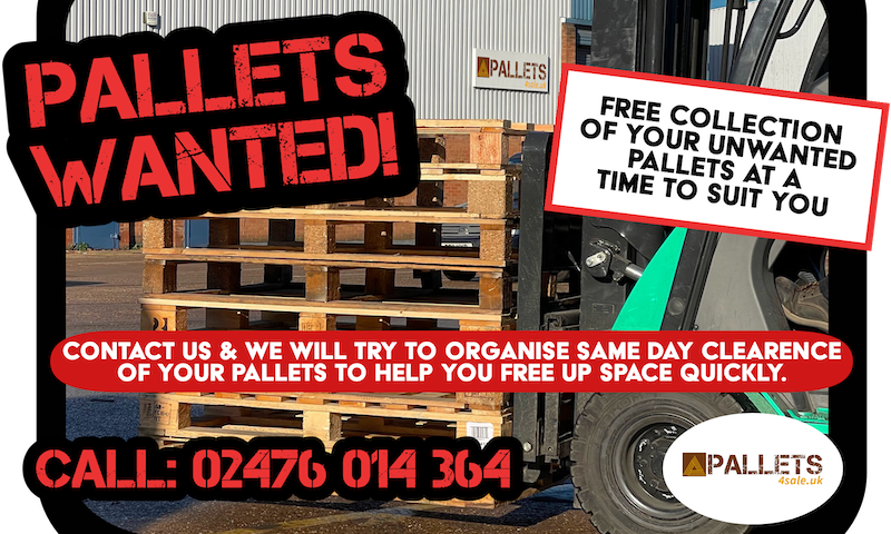 Pallets wanted. Pallets can be removed free of charge in Coventry, Birmingham, Leicester & nationwide.